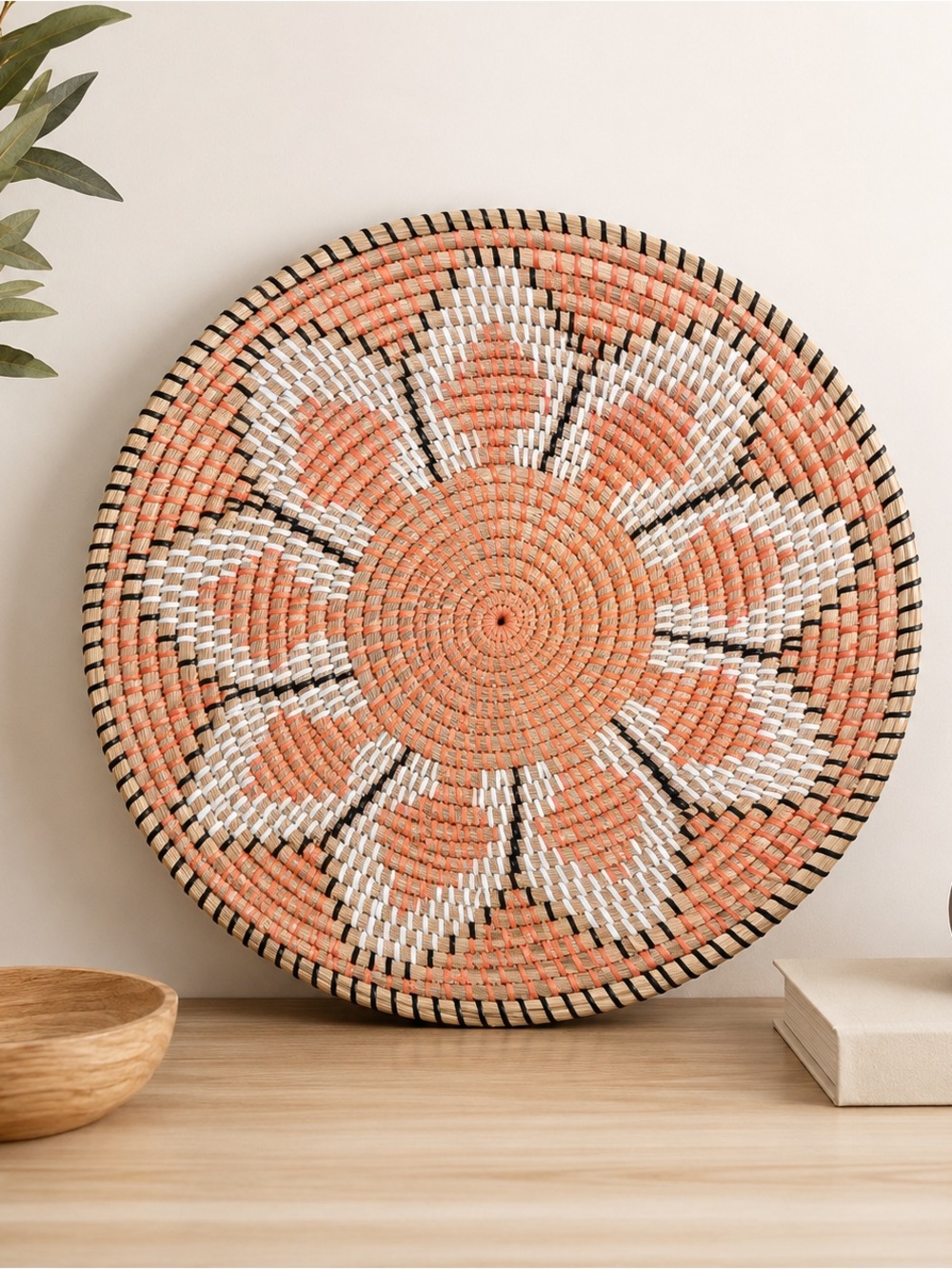 Ashland 17.5” Boho Coast Round Woven Wall Basket Natural Decor